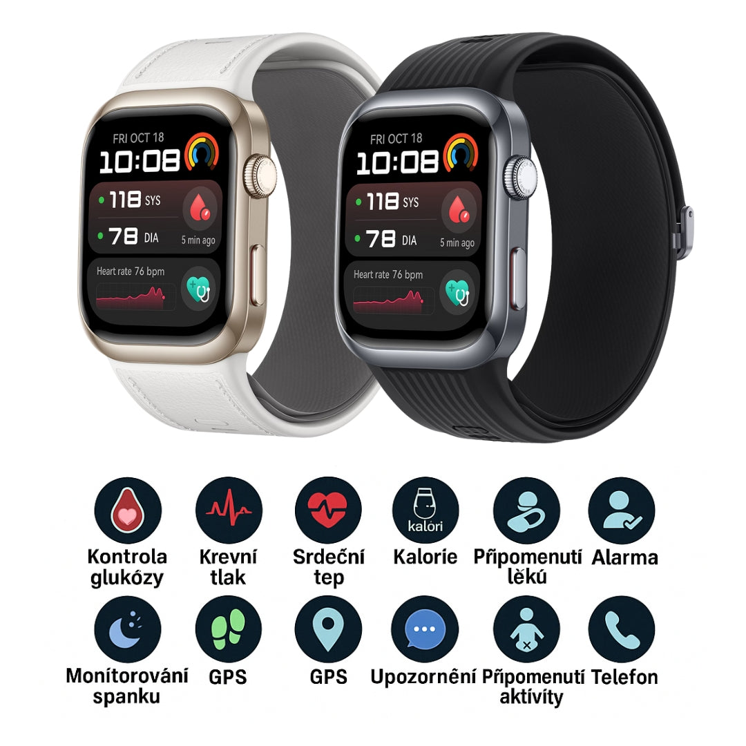 Smartwatch Y68 – Chytré hodinky pro měření hladiny cukru v krvi | Menu v češtině